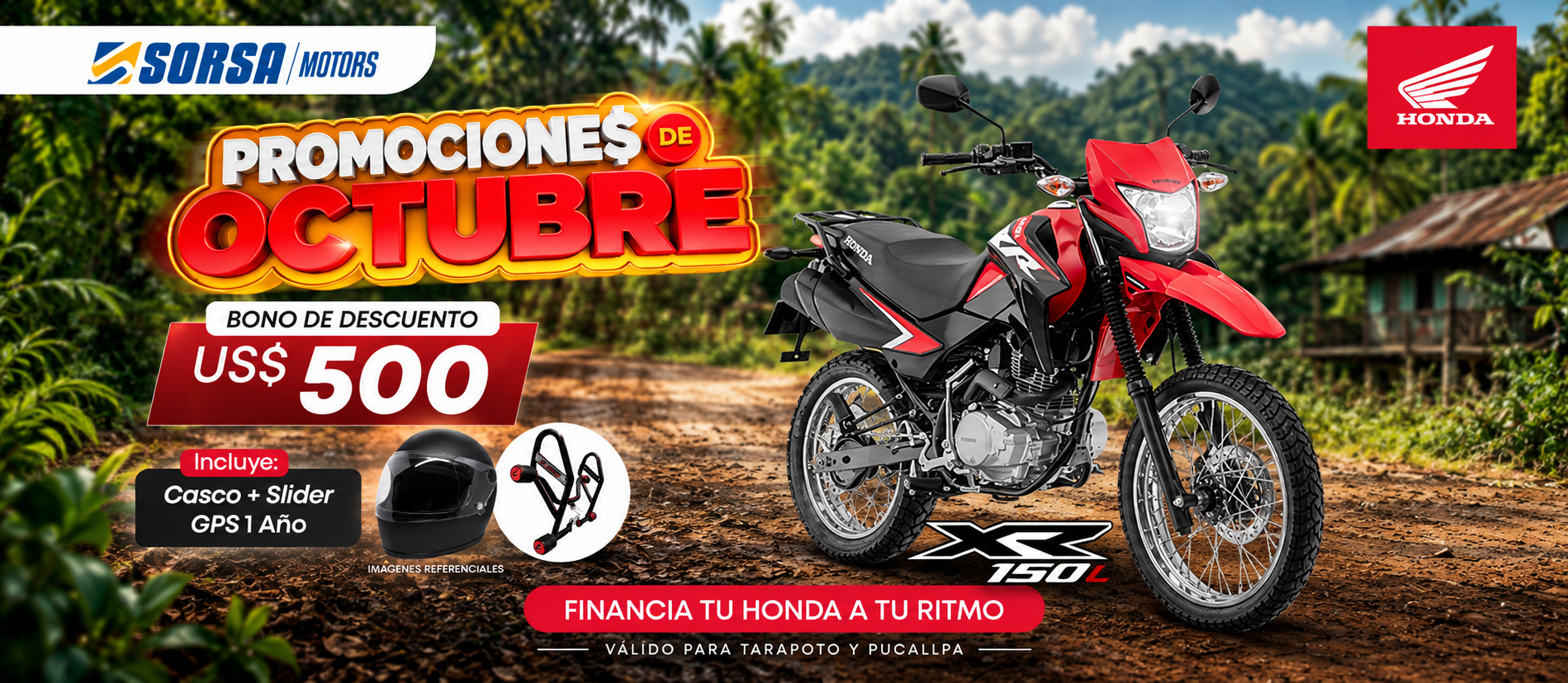 🔴 ¡US$ 500 DE BONO EN TU HONDA XR150L!